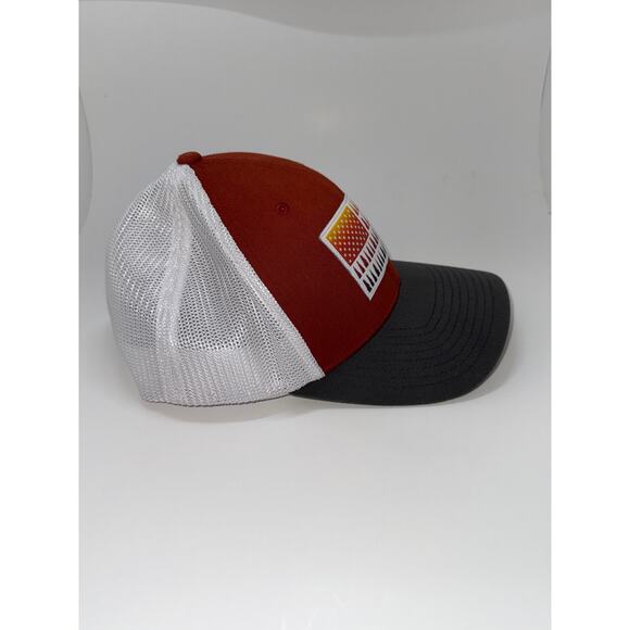 Columbia Mens Fitted Meshback Hat Red Gray Size S/M Flag Trees - Picture 4 of 5